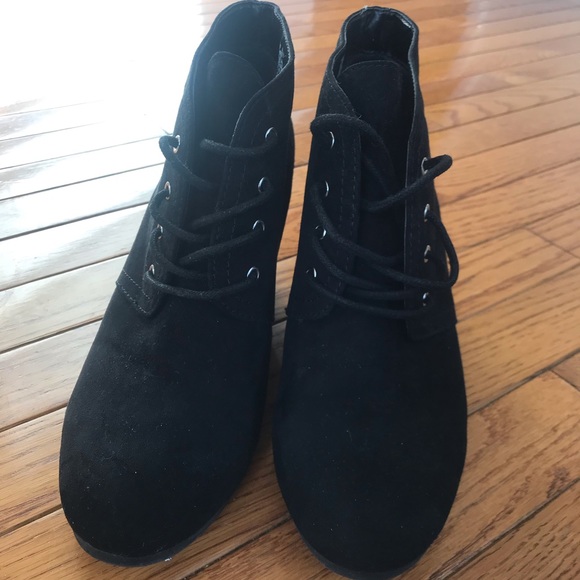 Black Wedge Booties - Picture 3 of 3